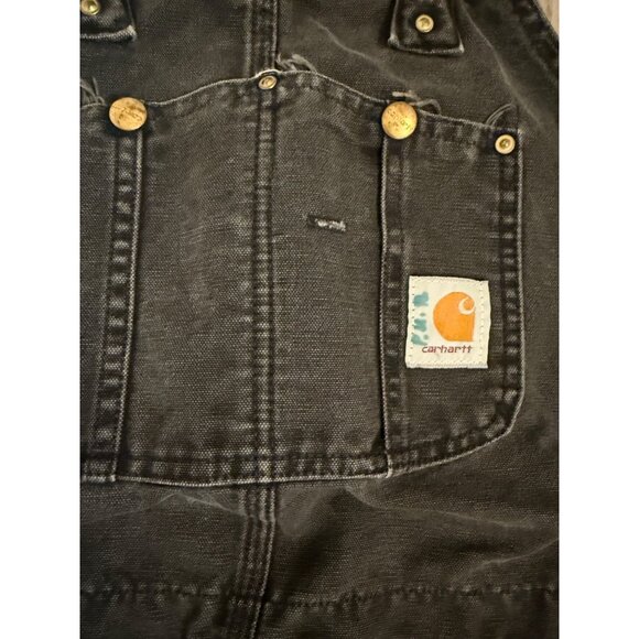 VTG 80s Carhartt Duck Bib Overalls  Durable Cotton Canvas thrashed grunge Read - Picture 15 of 16